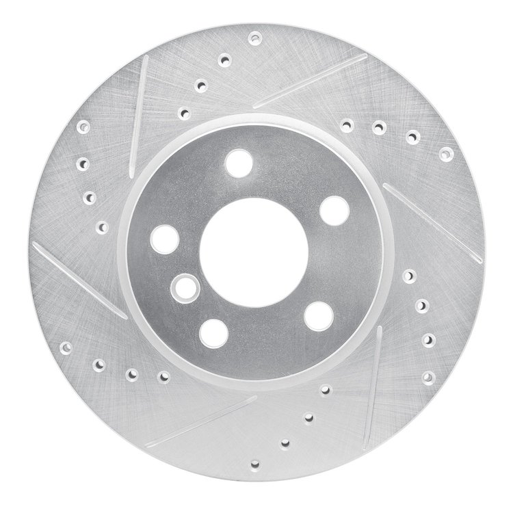 631-32015L Drilled/Slotted Brake Rotor [Silver], 2014-2021 Mini, Position: Front Left