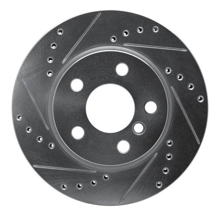 631-32017L Drilled/Slotted Brake Rotor [Silver], Fits Select Mini, Position: Front Left
