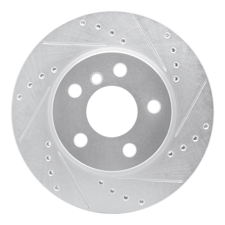 631-32017R Drilled/Slotted Brake Rotor [Silver], Fits Select Mini, Position: Front Right