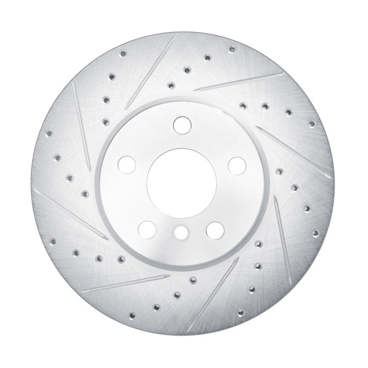 631-32018L Drilled/Slotted Brake Rotor [Silver], Fits Select Mini, Position: Front Left
