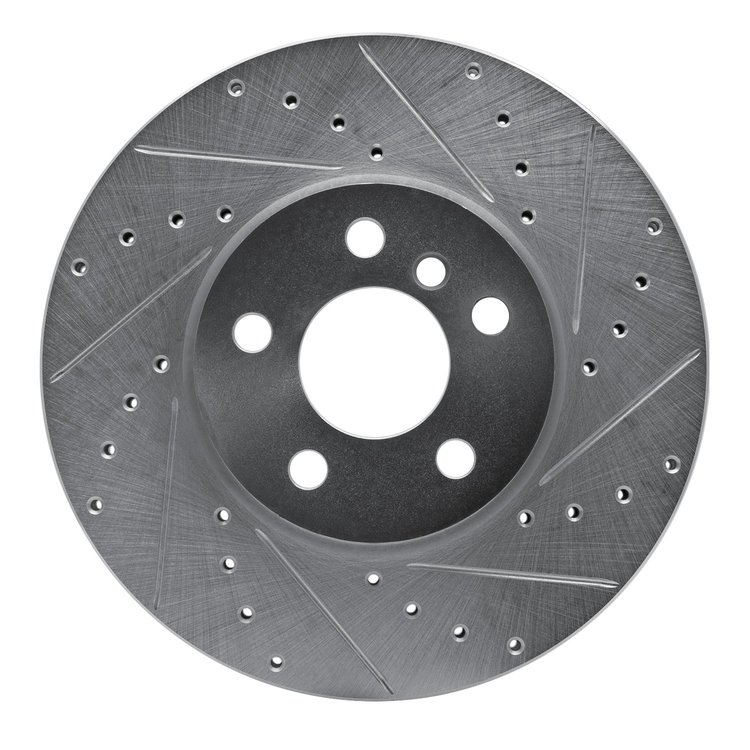 631-32018R Drilled/Slotted Brake Rotor [Silver], Fits Select Mini, Position: Front Right