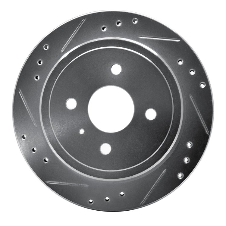 631-37002L Drilled/Slotted Brake Rotor [Silver], 1983-1990 GM, Position: Rear Left