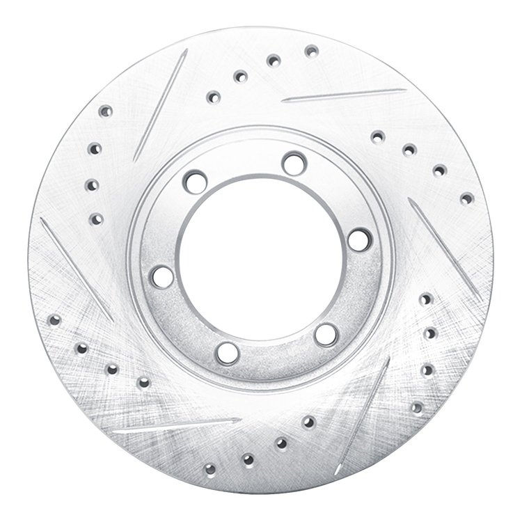 631-37007L Drilled/Slotted Brake Rotor [Silver], 1986-2006 Multiple Makes/Models, Position: Front Left