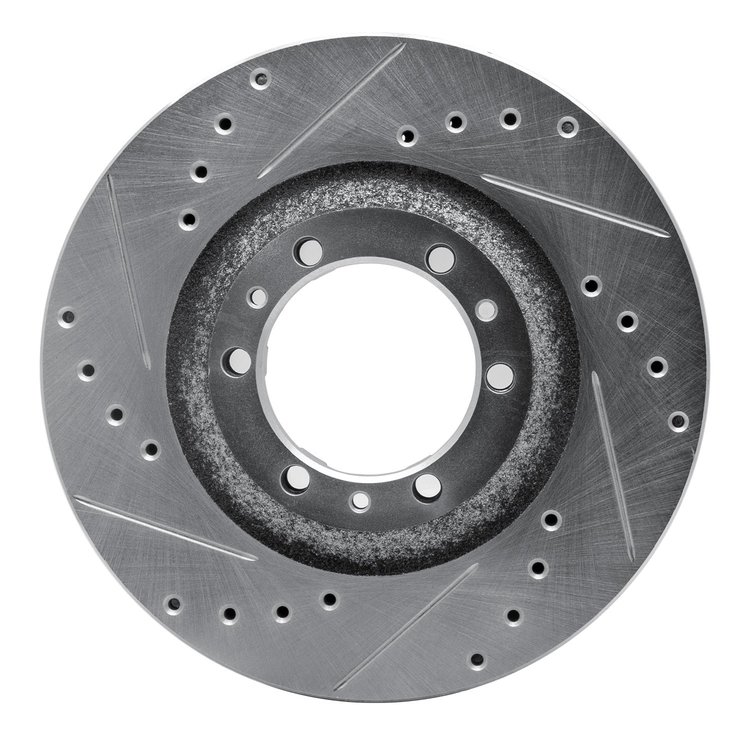 631-37008L Drilled/Slotted Brake Rotor [Silver], 1992-2002 Multiple Makes/Models, Position: Front Left