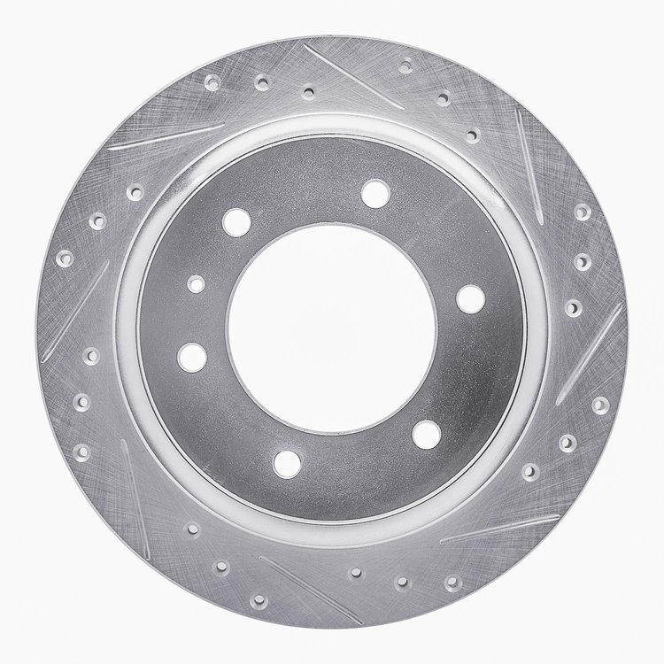 631-37009R Drilled/Slotted Brake Rotor [Silver], 1992-2004 Multiple Makes/Models, Position: Rear Right