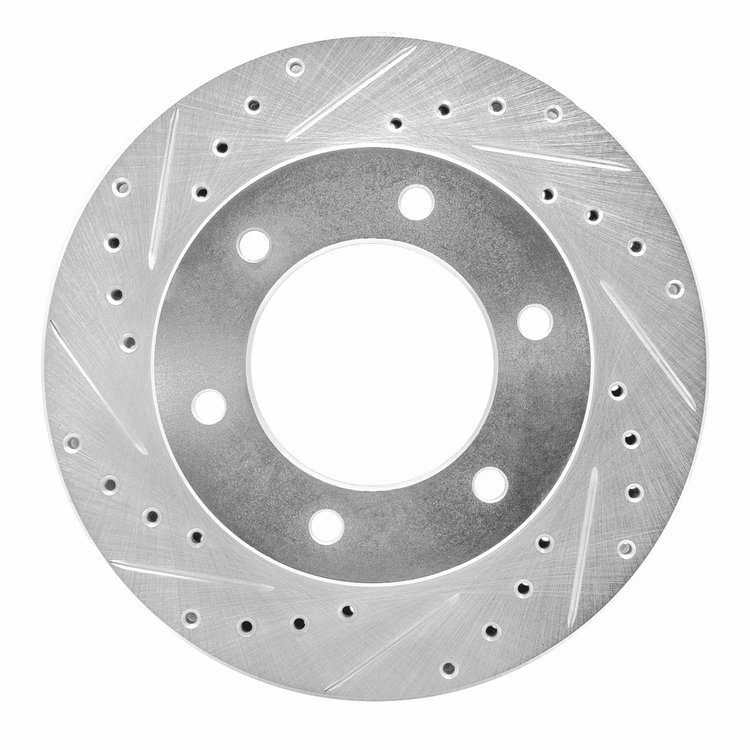631-37010L Drilled/Slotted Brake Rotor [Silver], 2001-2004 Multiple Makes/Models, Position: Front Left