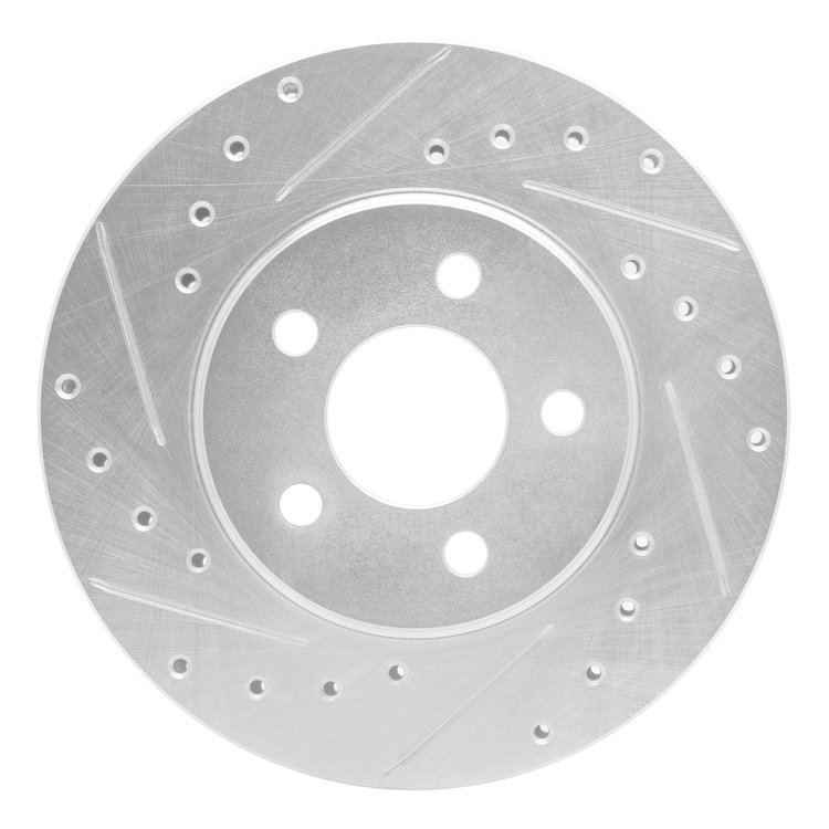 631-39009L Drilled/Slotted Brake Rotor [Silver], 1995-2000 Mopar, Position: Front Left