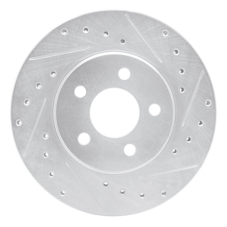 631-39009R Drilled/Slotted Brake Rotor [Silver], 1995-2000 Mopar, Position: Front Right