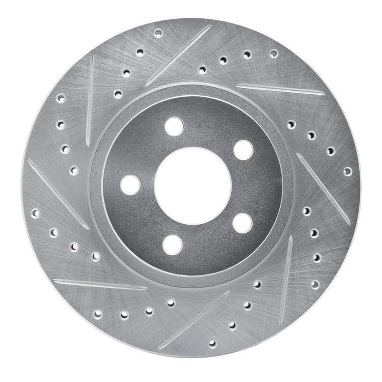 631-39012L Drilled/Slotted Brake Rotor [Silver], 2001-2010 Mopar, Position: Front Left