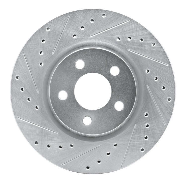 631-39013L Drilled/Slotted Brake Rotor [Silver], 2003-2009 Mopar, Position: Front Left