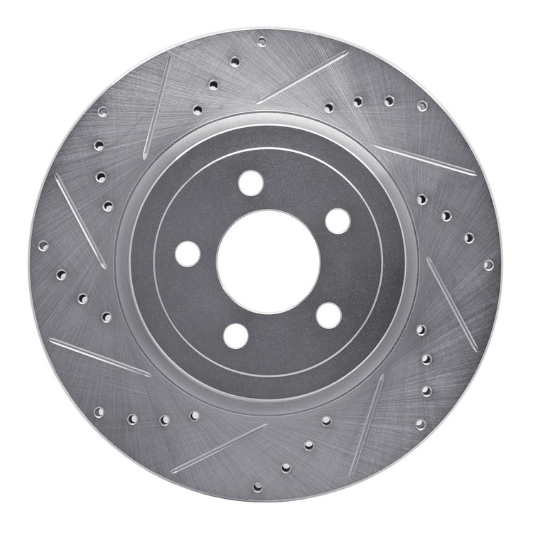 631-39017L Drilled/Slotted Brake Rotor [Silver], Fits Select Mopar, Position: Front Left