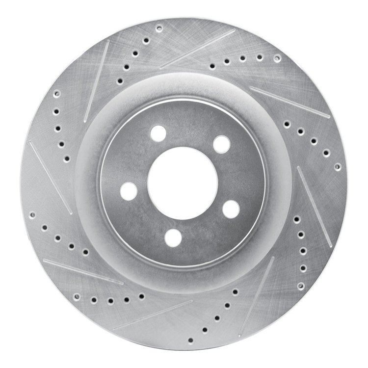 631-39019L Drilled/Slotted Brake Rotor [Silver], Fits Select Mopar, Position: Front Left