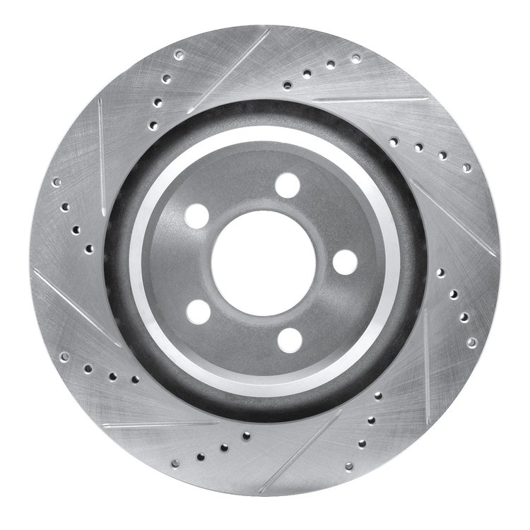 631-39020L Drilled/Slotted Brake Rotor [Silver], Fits Select Mopar, Position: Rear Left