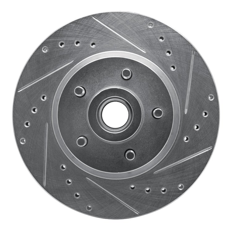 631-39026R Drilled/Slotted Brake Rotor [Silver], 1971-1981 Mopar, Position: Front Right