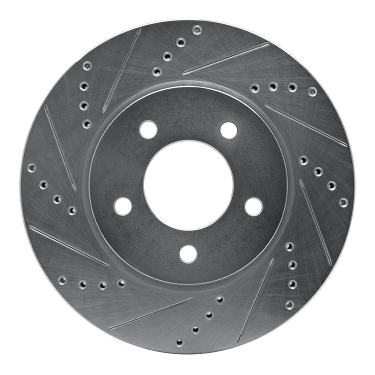 631-39029L Drilled/Slotted Brake Rotor [Silver], 2004-2008 Mopar, Position: Front Left