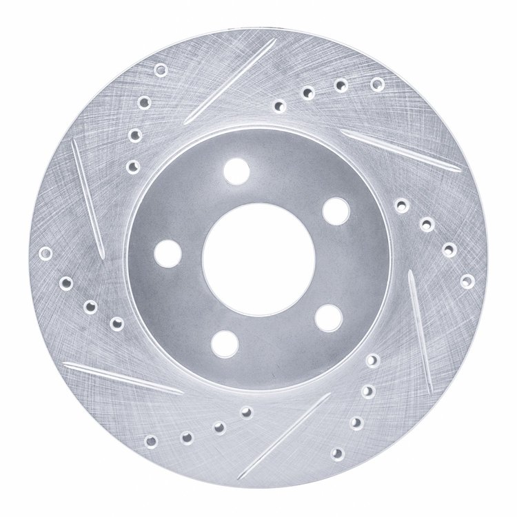 631-40020L Drilled/Slotted Brake Rotor [Silver], 2000-2005 Mopar, Position: Front Left