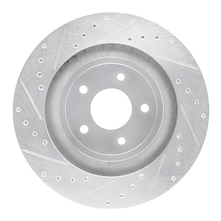 631-40025L Drilled/Slotted Brake Rotor [Silver], 2008-2014 Mopar, Position: Front Left