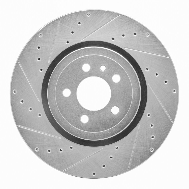 631-40035L Drilled/Slotted Brake Rotor [Silver], Fits Select Mopar, Position: Front Left