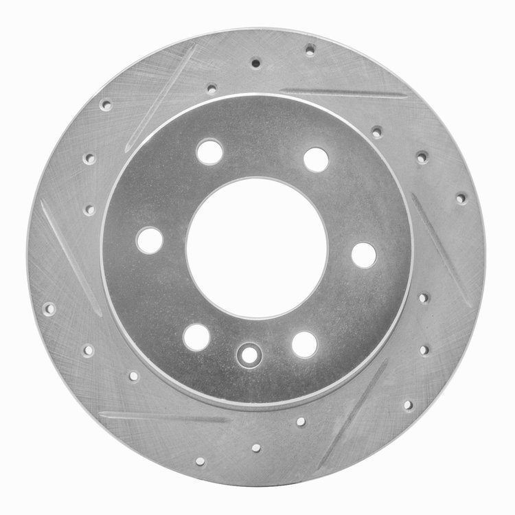 631-40044L Drilled/Slotted Brake Rotor [Silver], 2006-2018 Multiple Makes/Models, Position: Rr Left,Rear Left
