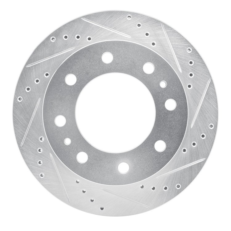 631-40045R Drilled/Slotted Brake Rotor [Silver], 1988-2000 Multiple Makes/Models, Position: Front Right