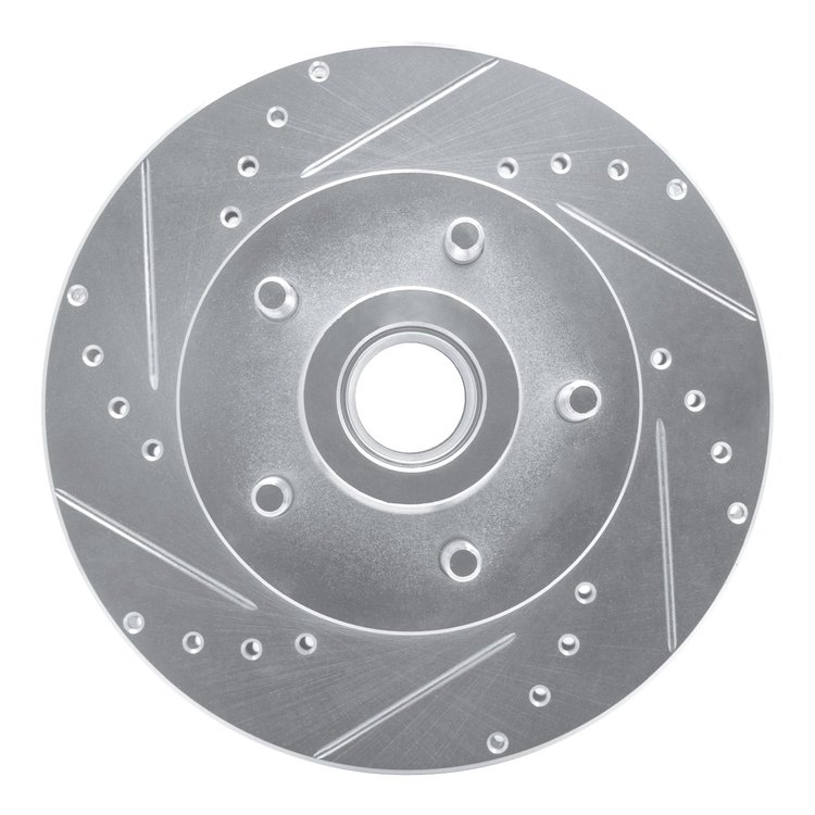 631-40064L Drilled/Slotted Brake Rotor [Silver], 1987-1990 Mopar, Position: Front Left