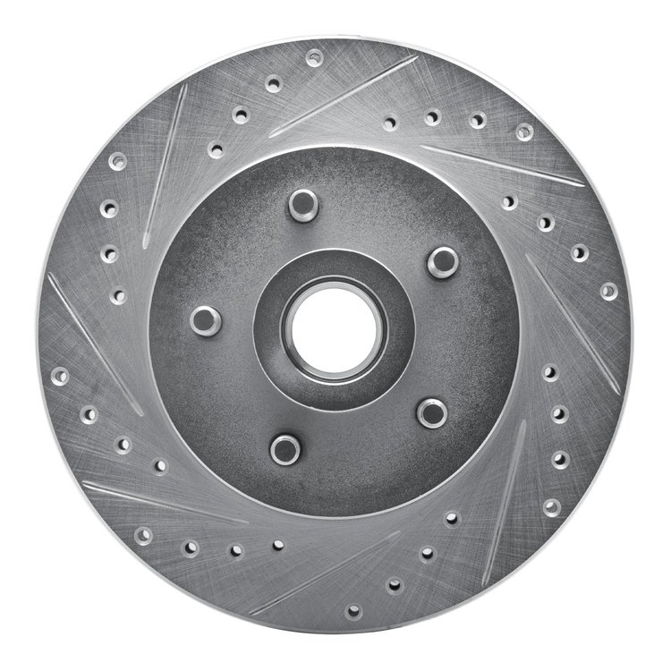 631-40065L Drilled/Slotted Brake Rotor [Silver], 1987-1990 Mopar, Position: Front Left