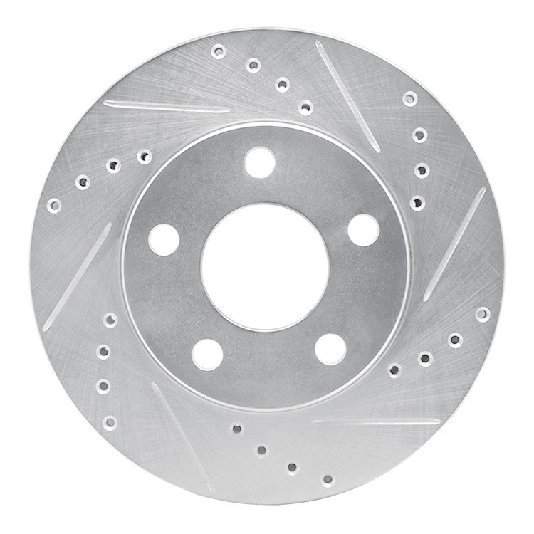 631-40066R Drilled/Slotted Brake Rotor [Silver], 1987-1990 Mopar, Position: Front Right