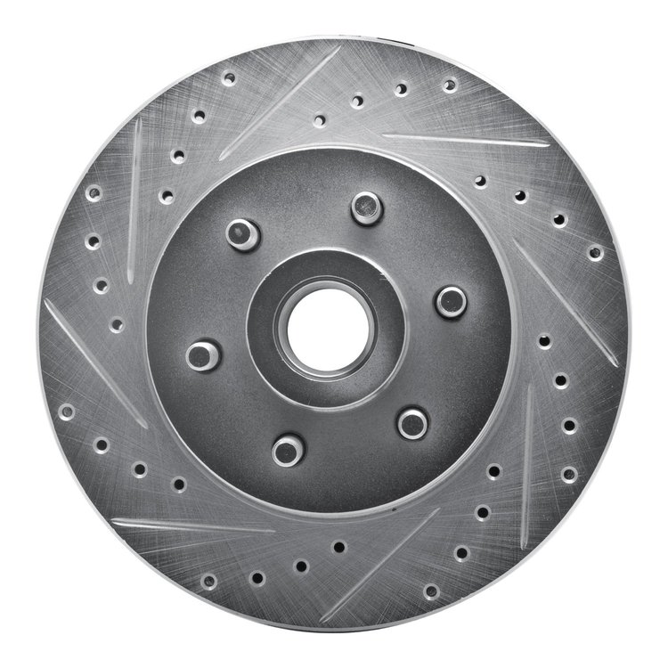 631-40068L Drilled/Slotted Brake Rotor [Silver], 1991-1996 Mopar, Position: Front Left