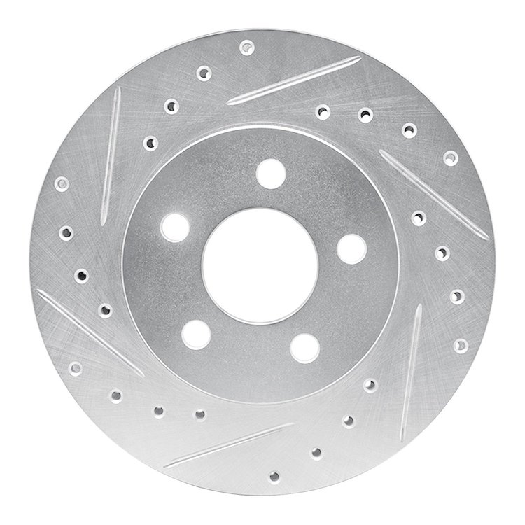 631-40080L Drilled/Slotted Brake Rotor [Silver], 1996-2000 Mopar, Position: Front Left