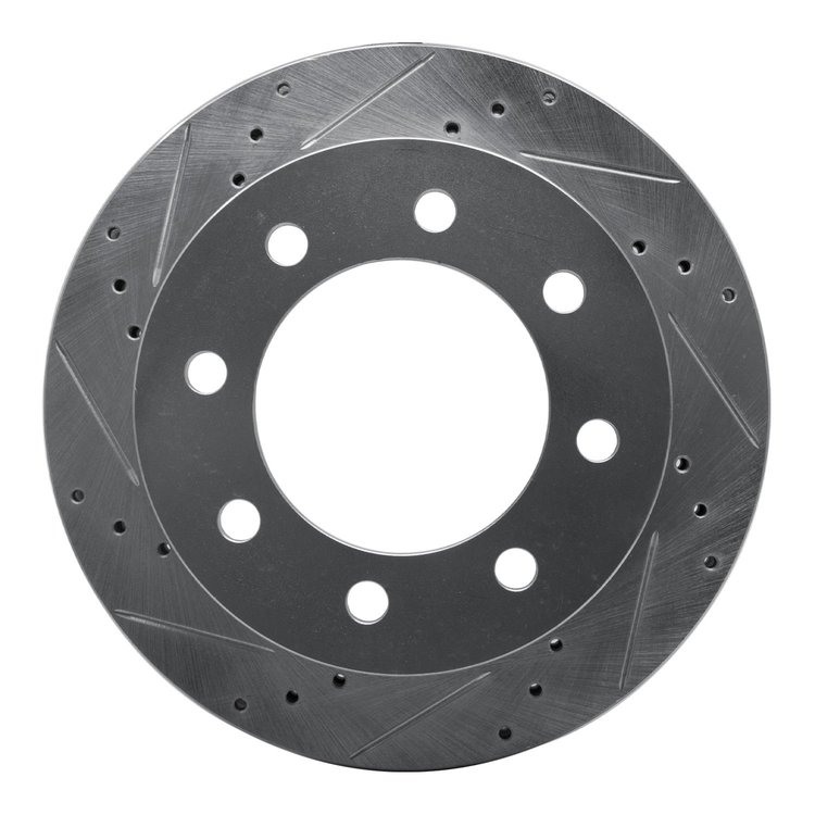 631-40088L Drilled/Slotted Brake Rotor [Silver], 2000-2002 Mopar, Position: Front Left
