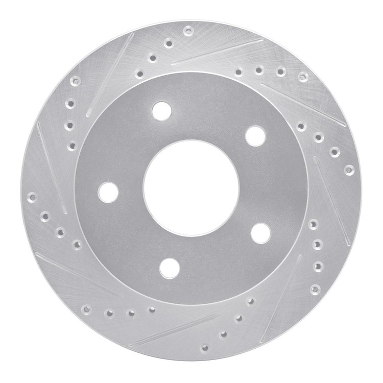 631-40090L Drilled/Slotted Brake Rotor [Silver], 2000-2002 Mopar, Position: Front Left