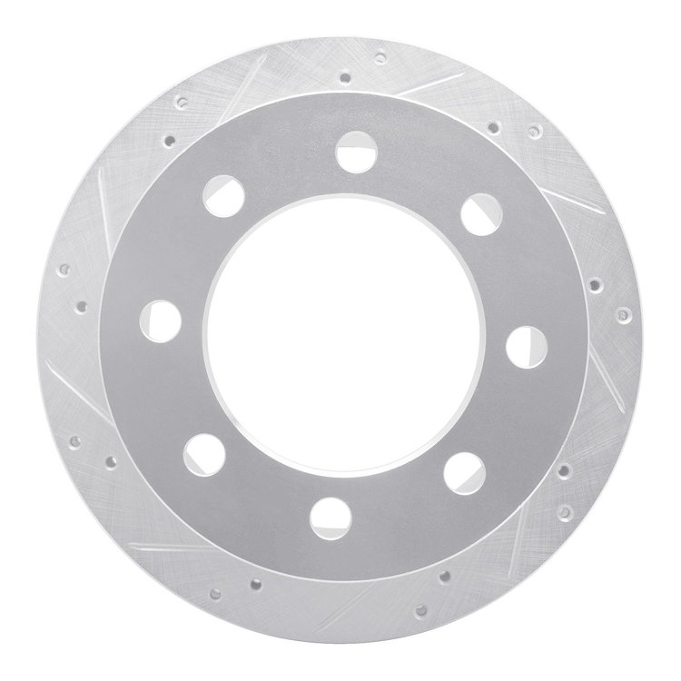 631-40093L Drilled/Slotted Brake Rotor [Silver], 2000-2002 Mopar, Position: Rear Left