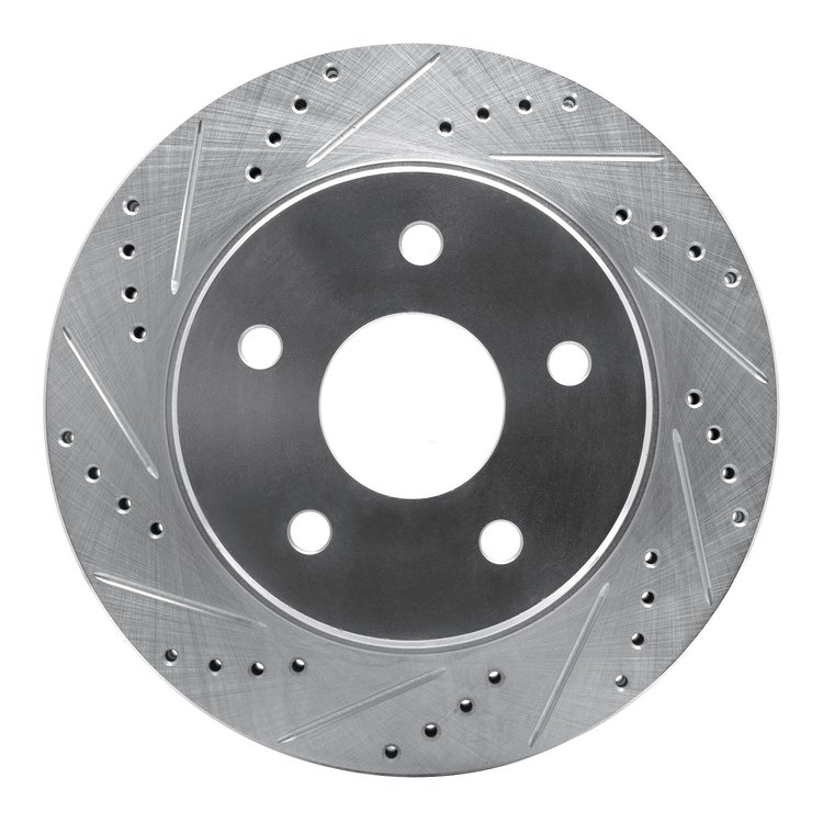 631-40094L Drilled/Slotted Brake Rotor [Silver], Fits Select Mopar, Position: Front Left