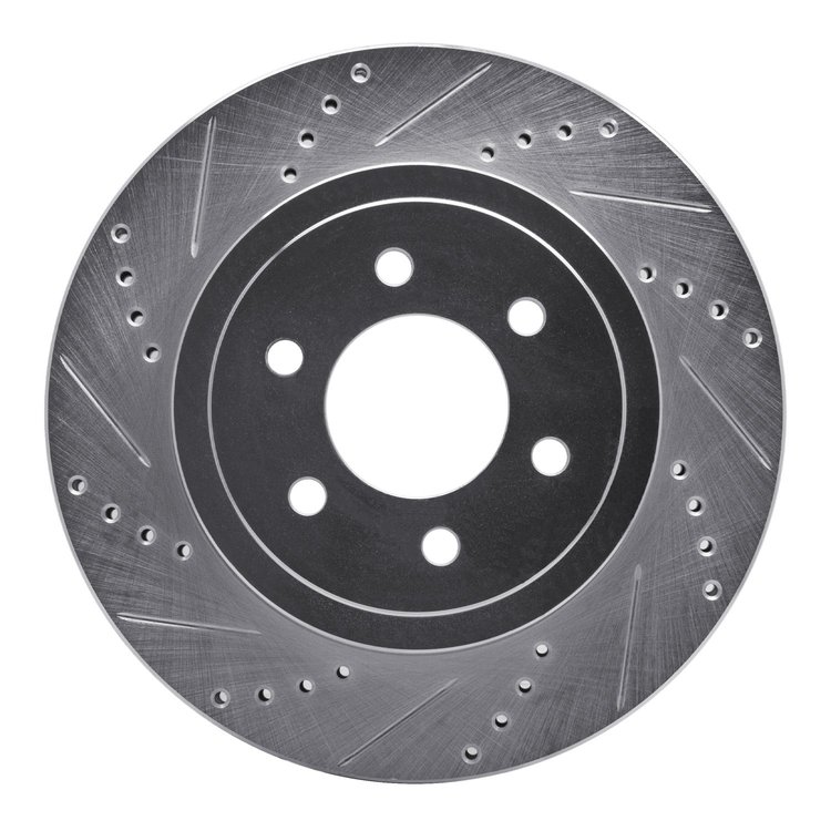 631-40098L Drilled/Slotted Brake Rotor [Silver], 2003-2004 Mopar, Position: Front Left