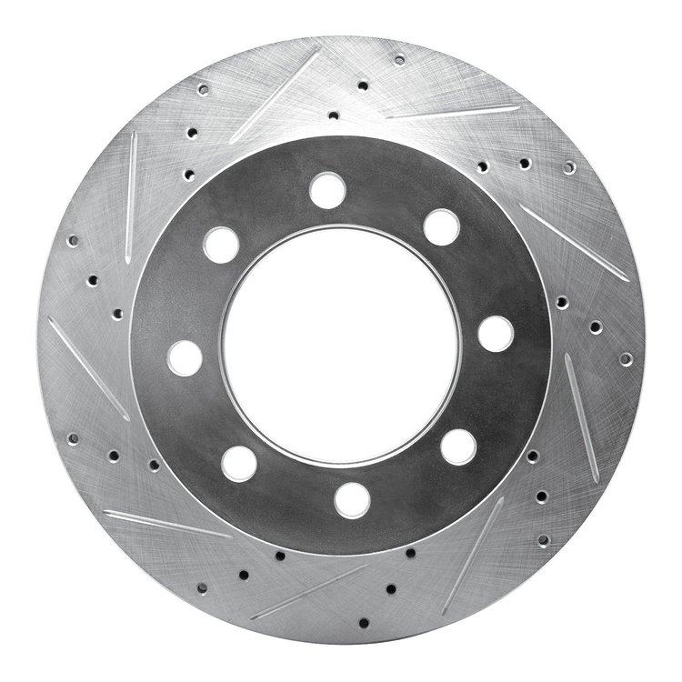 631-40102L Drilled/Slotted Brake Rotor [Silver], 2003-2008 Mopar, Position: Front Left