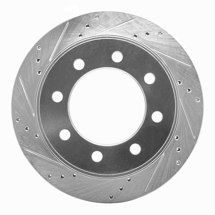 631-40103L Drilled/Slotted Brake Rotor [Silver], 2003-2008 Mopar, Position: Rear Left