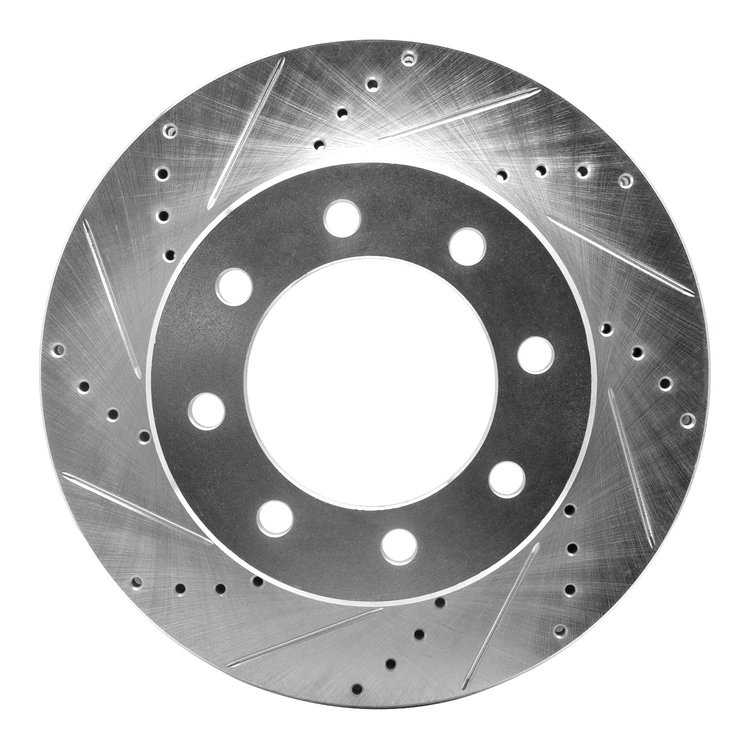 631-40110L Drilled/Slotted Brake Rotor [Silver], Fits Select Mopar, Position: Front Left