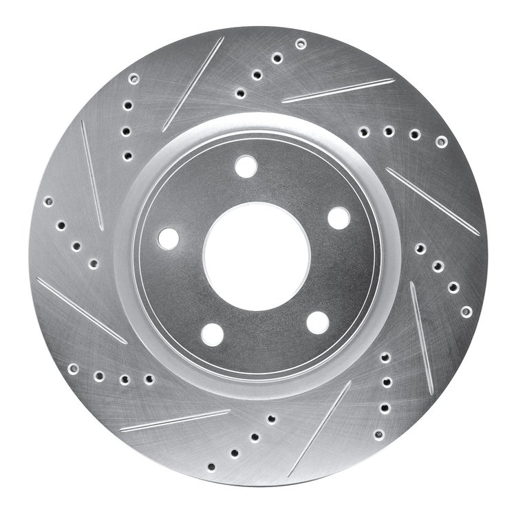631-40112L Drilled/Slotted Brake Rotor [Silver], Fits Select Multiple Makes/Models, Position: Front Left