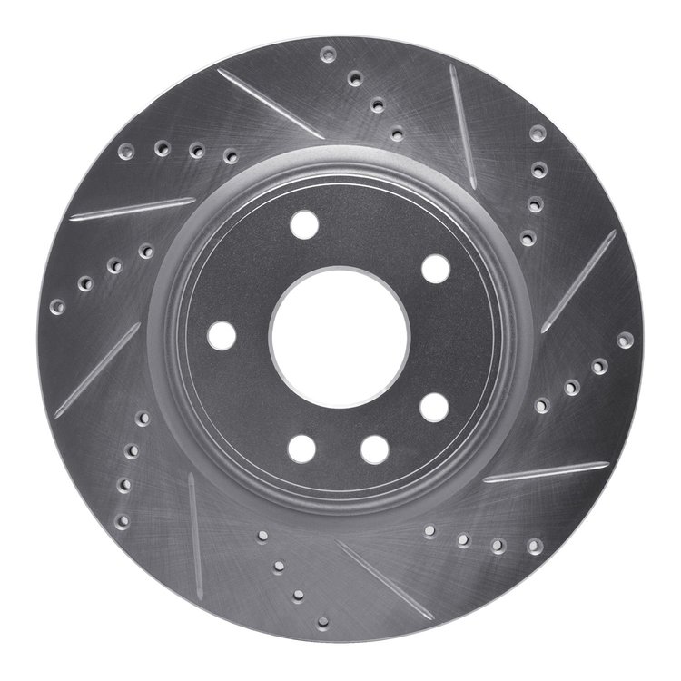 631-40112R Drilled/Slotted Brake Rotor [Silver], Fits Select Multiple Makes/Models, Position: Front Right