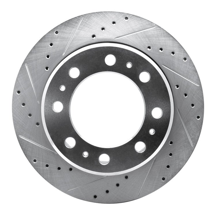 631-40118L Drilled/Slotted Brake Rotor [Silver], Fits Select Mopar, Position: Rear Left