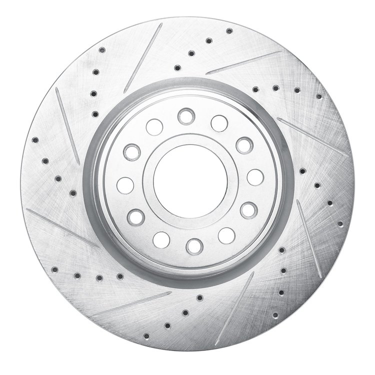 631-40120L Drilled/Slotted Brake Rotor [Silver], Fits Select Mopar, Position: Front Left