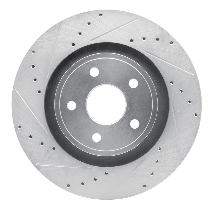 631-42002L Drilled/Slotted Brake Rotor [Silver], 2006-2010 Mopar, Position: Front Left