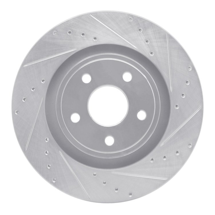 631-42002R Drilled/Slotted Brake Rotor [Silver], 2006-2010 Mopar, Position: Front Right