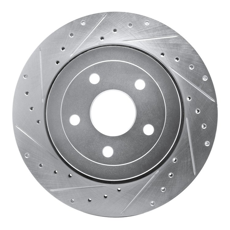 631-42003L Drilled/Slotted Brake Rotor [Silver], 2006-2010 Mopar, Position: Rear Left