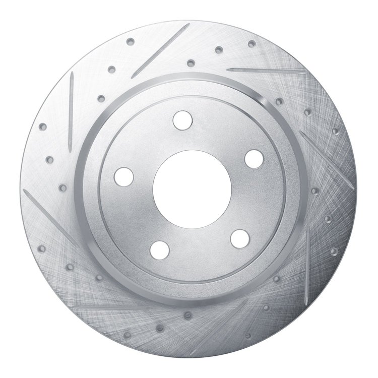 631-42004L Drilled/Slotted Brake Rotor [Silver], Fits Select Mopar, Position: Rear Left