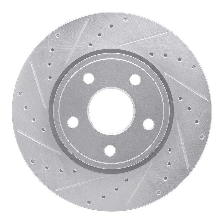 631-42005L Drilled/Slotted Brake Rotor [Silver], Fits Select Mopar, Position: Front Left