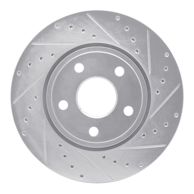 631-42005R Drilled/Slotted Brake Rotor [Silver], Fits Select Mopar, Position: Front Right