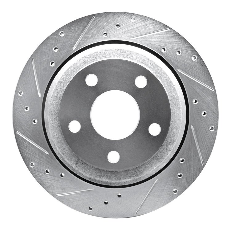 631-42006L Drilled/Slotted Brake Rotor [Silver], Fits Select Mopar, Position: Rear Left