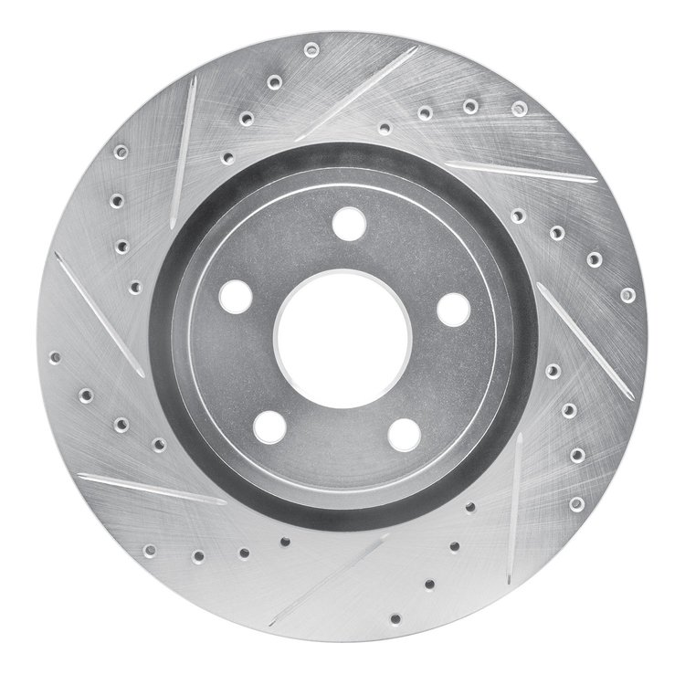 631-42007L Drilled/Slotted Brake Rotor [Silver], Fits Select Mopar, Position: Front Left