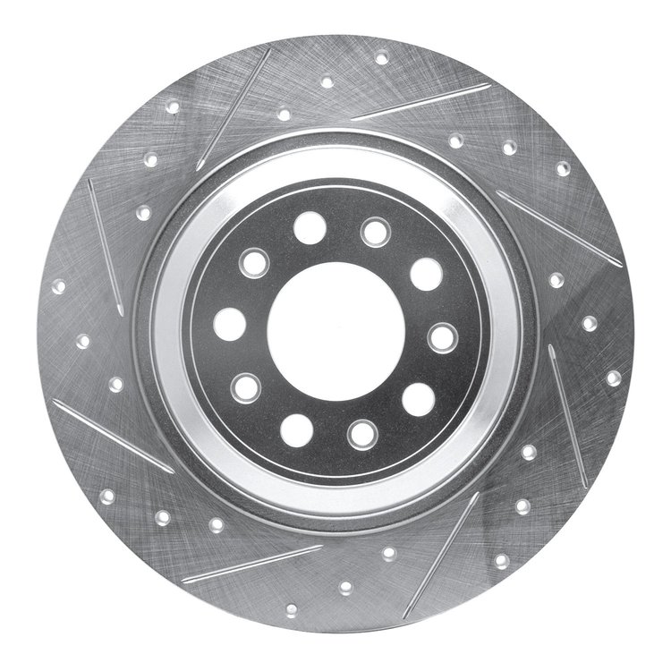 631-42010L Drilled/Slotted Brake Rotor [Silver], Fits Select Mopar, Position: Rear Left